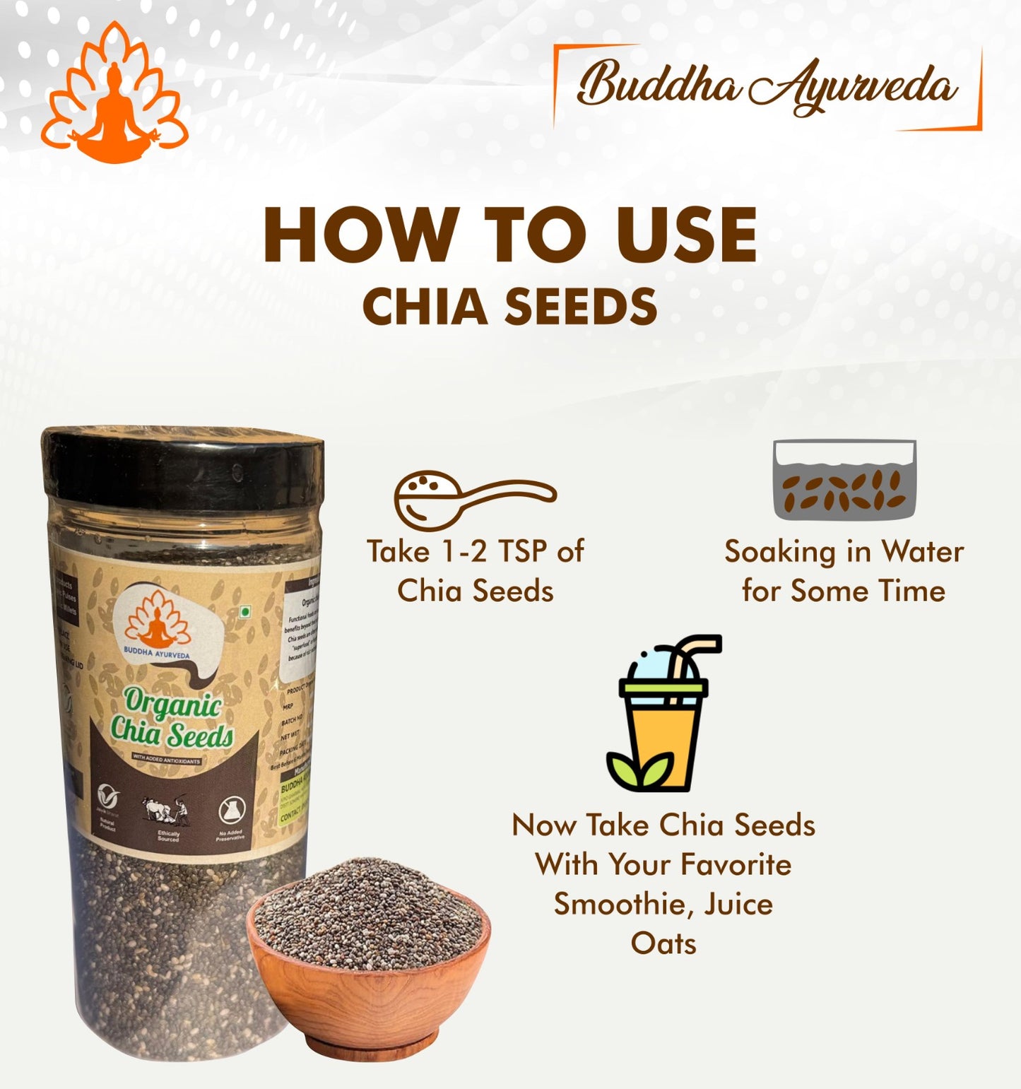 Buddha Ayurveda Organic Chia Seeds 400gm