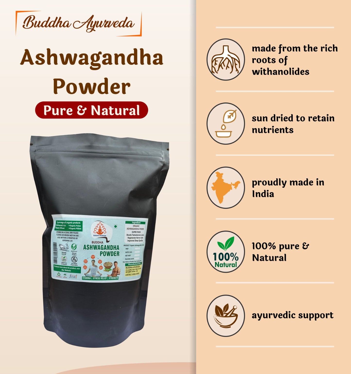 Buddha Ayurveda Ashwagandha Powder 400gm