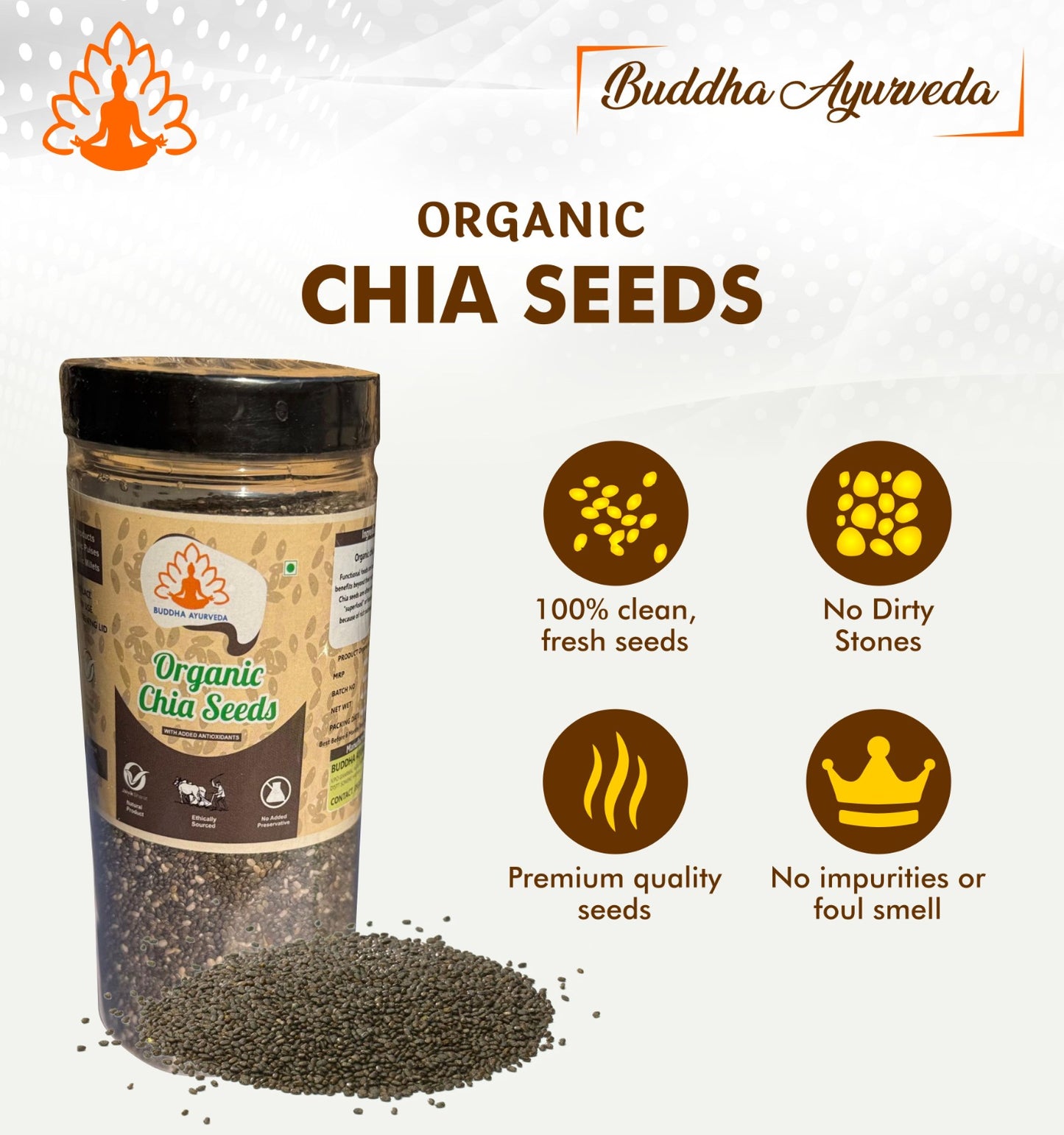 Buddha Ayurveda Organic Chia Seeds 400gm